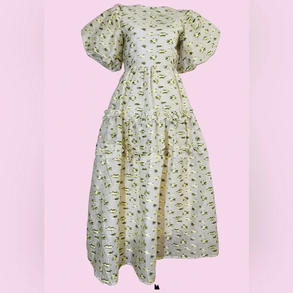 トップス sister jane  dream sister jane viviano Dream Sister Jane oversized jacquard smock dress in golden